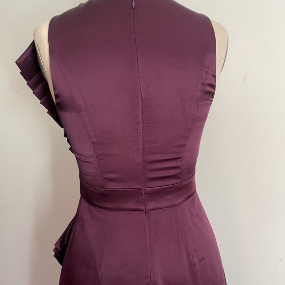 Burgundy Sleeveless Satin Dress - Picture 8 of 11